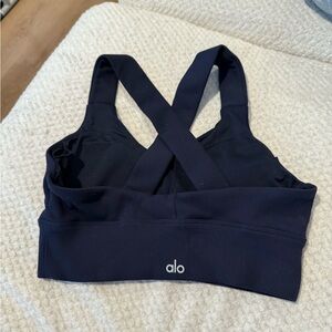 ALO Yoga Navy Blue Cross-Back Sports Bra
